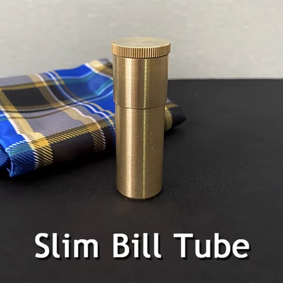 Slim Bill Tube (Brass) Magic Tricks Close Up Gimmick Props Illusion Mentalism Comedy Signed Bill Appearing In Padlock Tube Magia