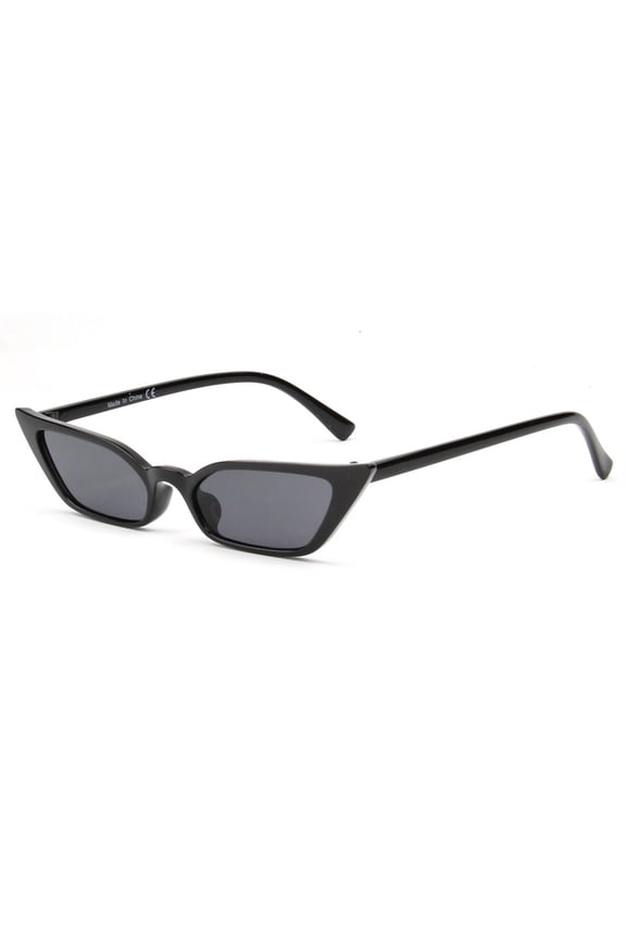 Slim Black Frame Cat-Eye Sunglasses - Gray Lens UV400 Protection Trendy Daily Wear