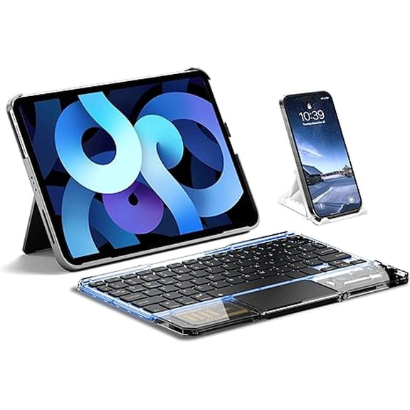 Slim Bluetooth Keyboard with Touchpad & 7-Color Backlight, Multi-Device Compatible