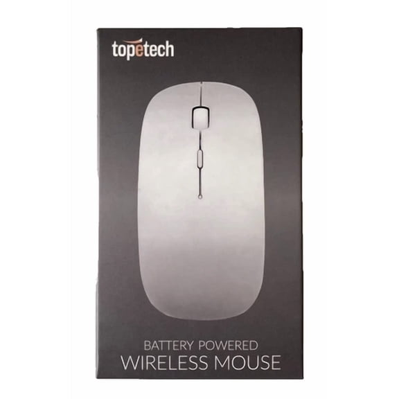 Slim Bluetooth Wireless Mouse, Silver - Topetech