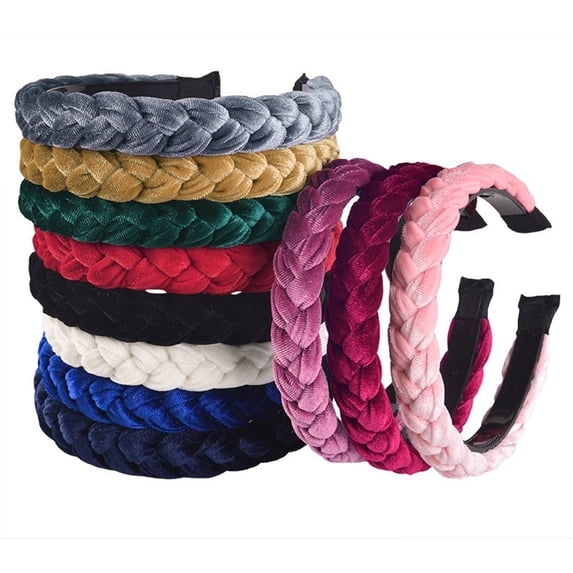 Slim Braided Hairband for Women, Woven Velvet Non- Hair Accessories with Delicate Knit Design for Home, Leisure, Parties, Daily Wear