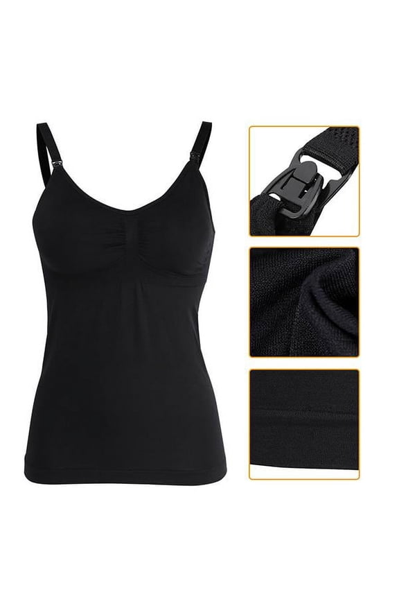 Slim Breastfeeding Tank Top with Built-in Nursing Bra Maternity Vest Undershirt, Nursing Tank Top