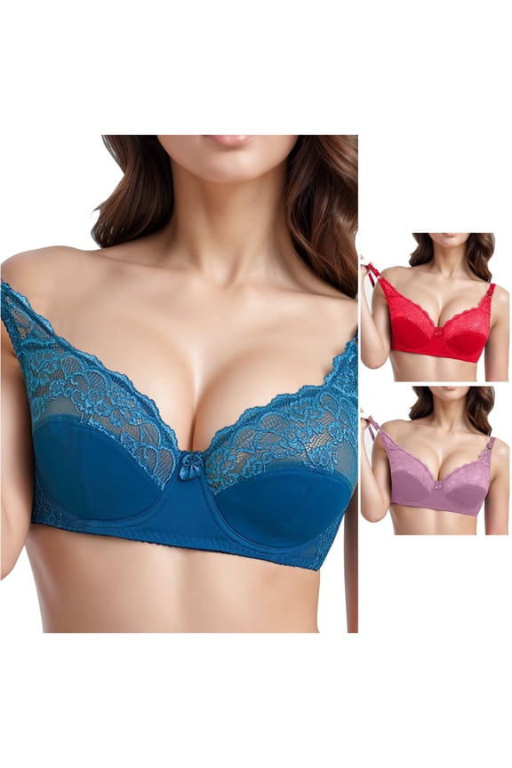 Slim Breathable Plus Size Bra Adjustable Lace With Underwire Comfort Support Full Coverage Push Up, 95C, A