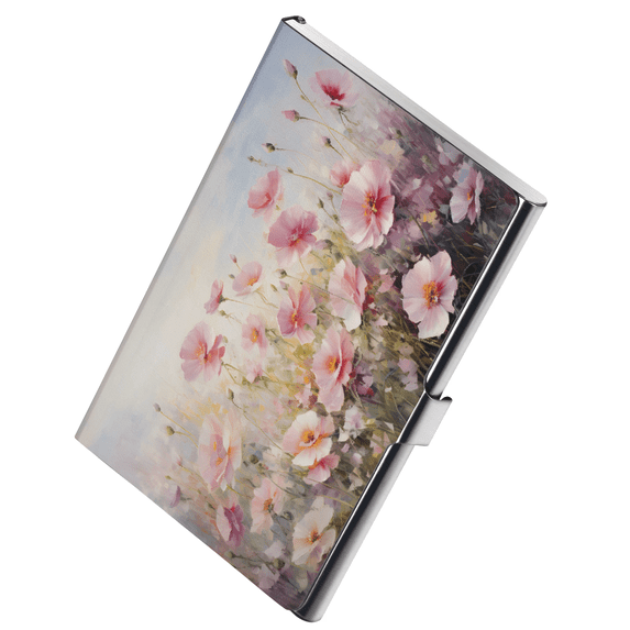 Slim Business Card Case for Men & Women, Color Printing Pocket Metal Case, Professional Stainless Steel Business Card Holders, Purse Name Card Holder,Floral Cluster