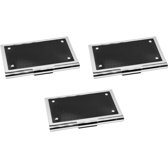 Set of 3 Slim Metal Business Card Case Holders (Black Mesh Print)