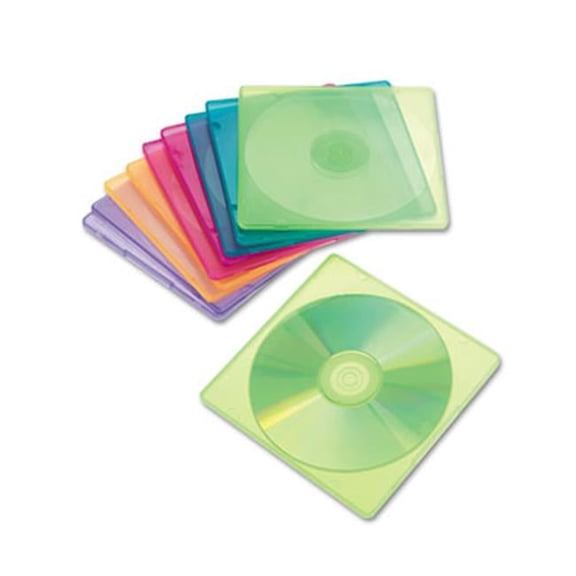 Slim CD Case - Assorted Colors - 10-Pack - Space-Saving Design