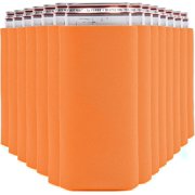 Slim Can Cooler Sleeves (14-Pack) Soft Slim Can Koolie for White Claw Seltzer & Slim Beer - HTV Blanks for Vinyl Projects - Skinny Can Koolies Bulk - Tall Can Coolies for Slim Cans (Orange)