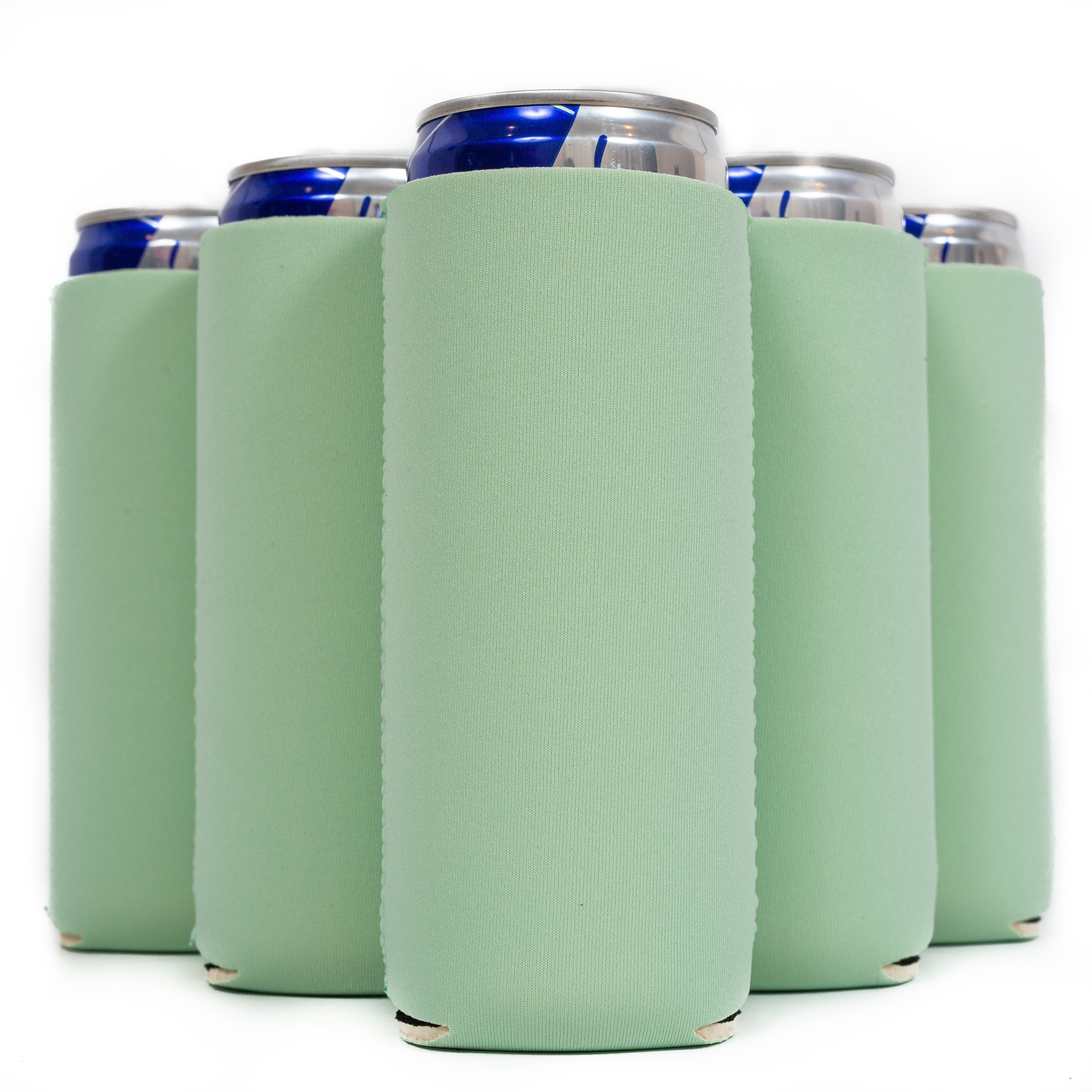 Slim Can Cooler Sleeves, Mint Skinny 12 oz Tall Neoprene 4mm Thickness -  Set of 6 