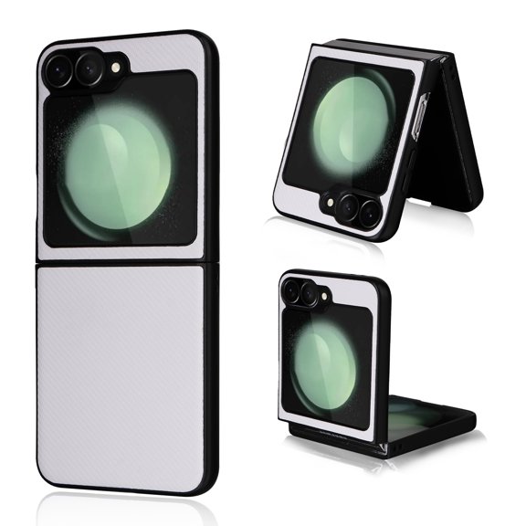 Slim Carbon Fiber Case for Samsung Galaxy Z Flip 6, Aramid Fiber Thin for Samsung Galaxy Z Flip 6 Cover Supports Wireless Charging for Men and Women, White