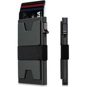 Slim Card Holder, Minimalist Pop Up Wallet for Men | RFID Blocking, Cash Band, 12+ Cards Storage (Black)