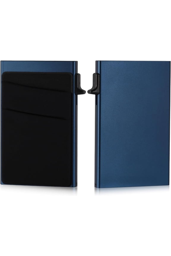 Slim Card Holder Wallet for Men with 12 Card Slots,RFID Blocking Pop Up men's wallet,Metal Wallet with Superelastic Material Expandable Front Pocket Perfectly holds cards,bills,and (blue)