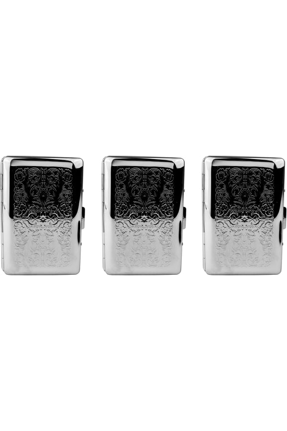 Set of 3 Chrome-Plated Credit Card Holders with Accordion Dividers (Victorian Print)