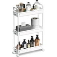 Slim Cart Organizer 3 Tier Mobile Shelving Unit Slide Out Rolling