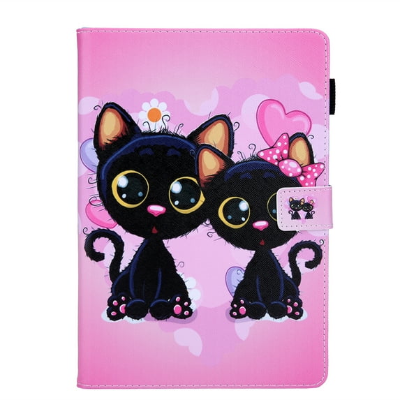 Slim Case for All-New Amazon Fire HD 8 2020/HD 8 Plus Tablet (10th Generation - 2020 Release) - Allytech Protective PU Leather Multi-Angle Stand Auto Sleep/Wake Flip Cover Case,Black Cats