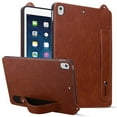 thumbnail image 1 of Slim Case for Apple iPad 6th 5th Generation/ iPad Air 1 2, PU Leather Lightweight Hand Strap Stand Feature Drop Protection Back Cover for iPad 9.7" 2018/2017/ iPad Air 1st 2nd Gen, Brown, 1 of 7