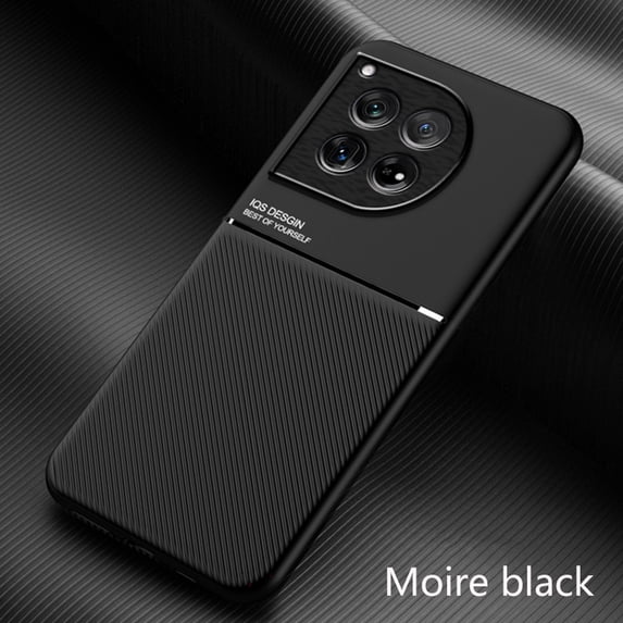 Slim Case for OnePlus 12, Military-Grade Shockproof Protection Anti-Slip & Non-Fingerprint Phone Cover with Magnetic Metal Plate Support for Car Mount for OnePlus 12, Black