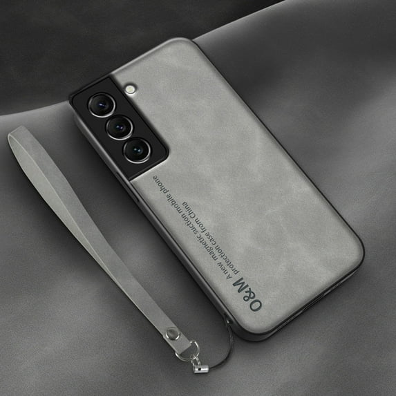 Slim Case for Samsung Galaxy S24 Plus, Skin-Friendly PU Leather All-Inclusive Lens Protection Cover with Detachable Wrist Strap Support Magnetic Car Mount Case for Samsung Galaxy S24 Plus, Lightgray