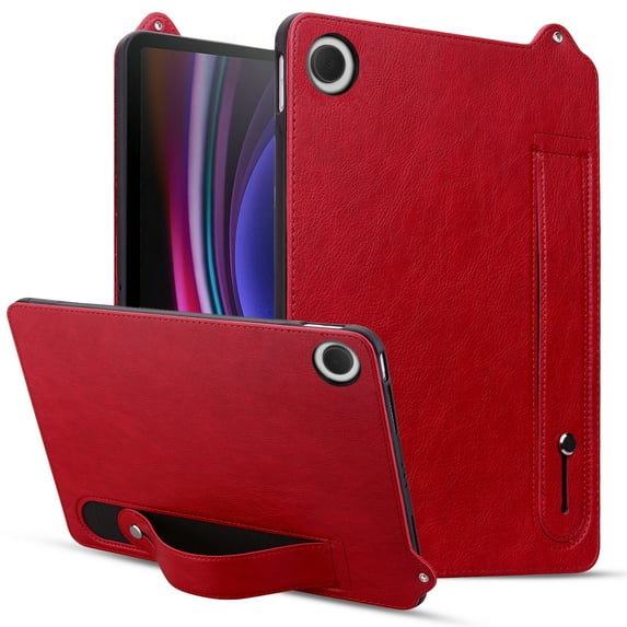 Slim Case for Samsung Galaxy Tab A9 8.7" SM-X110 X116 X118, Protective Shockproof Hand Strap Stand Lightweight Bumper Thin Case Cover for Galaxy Tab A9 8.7", Red