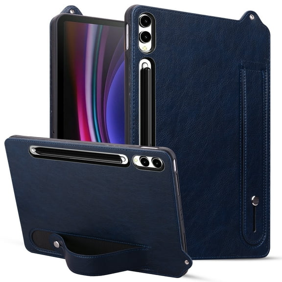 Slim Case for Samsung Galaxy Tab S11 Ultra 2025 SM-X930 X936B, Shockproof Hand Strap Stand Lightweight Bumper Thin Cover for Galaxy Tab S11 Ultra 14.6", Blue