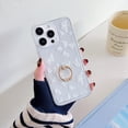 thumbnail image 1 of Slim Case for iPhone 12/12 Pro, Luxury Soft TPU Marble Pattern Ring Kickstand Case for Girls & Women Anti-fingerprint Lightweight Drop Protection Phone Cover for iPhone 12/12 Pro, B, 1 of 9