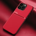 thumbnail image 1 of Slim Case for iPhone 14 Pro, Rugged PC Soft Silicone Military Grade Shockproof Anti-Slip Non-Fingerprints Cover, Magnetic Metal Plate Match with Car Mount Lens Protection Case for iPhone 14 Pro,Red, 1 of 4
