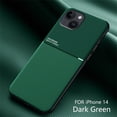 thumbnail image 1 of Slim Case for iPhone 14, Rugged PC +TPU Military Grade Shockproof Anti-Slip Non-Fingerprints Cover, Magnetic Metal Plate Match with Car Mount Holder Lens Protection Case for iPhone 14, Green, 1 of 8
