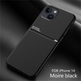 thumbnail image 1 of Slim Case for iPhone 14, Rugged PC +TPU Military Grade Shockproof Anti-Slip Non-Fingerprints Cover, Magnetic Metal Plate Match with Car Mount Holder Lens Protection Case for iPhone 14, Black, 1 of 8