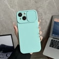 thumbnail image 1 of Slim Case for iPhone 15, 2MM Camera Lens Sliding Design Sleek Candy Colors Protective Cover with Military Grade Soft Lining Silicone Skin-Friendly Shockproof Case, Iceblue, 1 of 9