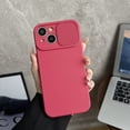 thumbnail image 1 of Slim Case for iPhone 15, 2MM Camera Lens Sliding Design Sleek Candy Colors Protective Cover with Military Grade Soft Lining Silicone Skin-Friendly Shockproof Case, Red, 1 of 9