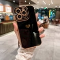thumbnail image 1 of Slim Case for iPhone 15 Pro Max, Electroplated Hearts Pattern Lightweight Shockproof Phone Cover for Women Girls, Lens Protection Drop Resistant Case for iPhone 15 Pro Max, Black, 1 of 8
