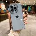 thumbnail image 1 of Slim Case for iPhone 16 Pro, Electroplated Hearts Pattern Lightweight Shockproof Phone Cover for Women Girls, Lens Protection Drop Resistant Case for iPhone 16 Pro, Blue, 1 of 8