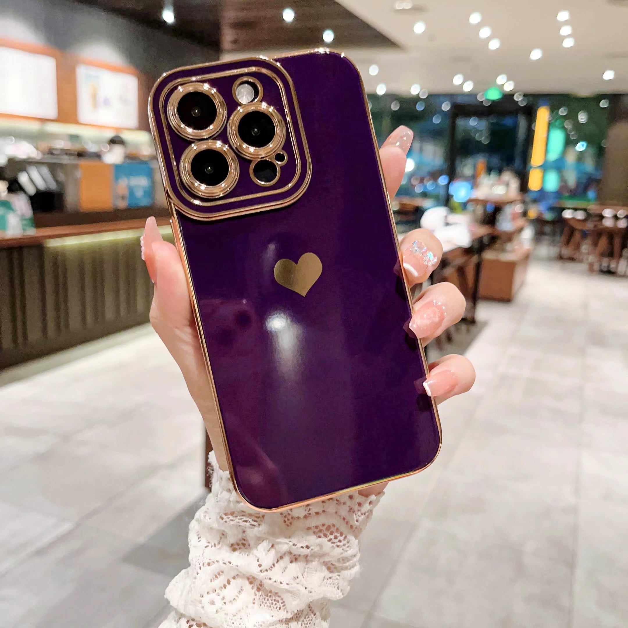 Slim Case for iPhone 16 Pro Max, Electroplated Hearts Pattern