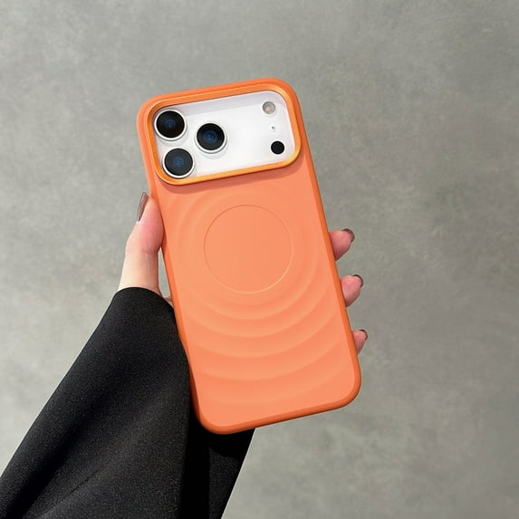 Slim Case for iPhone 16, Raised Camera and Screen Protection, Wave Texture Lightweight Shockproof Anti-Scratch Hybrid PC + TPU Protective Phone Cover for iPhone 16, Orange