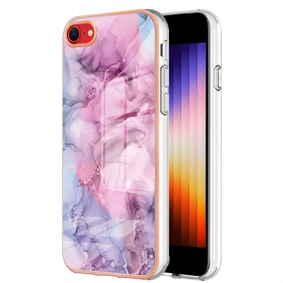 Slim Case for iPhone SE 2022 Compatible with MagSafe Wireless Charging Case, Marble Pattern Slim Lightweight Soft Silicone Shockproof Non-Yellowing Protective Cover for iPhone SE 2022, Pink