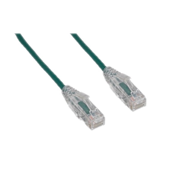 Slim Cat6a Green Copper Ethernet Cable, 10 Gigabit, 500 MHz, Snagless/Molded Boot, POE Compliant, 3 foot