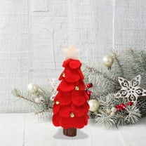 Slim Skinny Christmas Tree - Mini Small Little Tabletop Prelit Christmas Tree 11.8 Inch Decorated with Ornaments 35 Multi-Colored Lights Artificial Green Tree