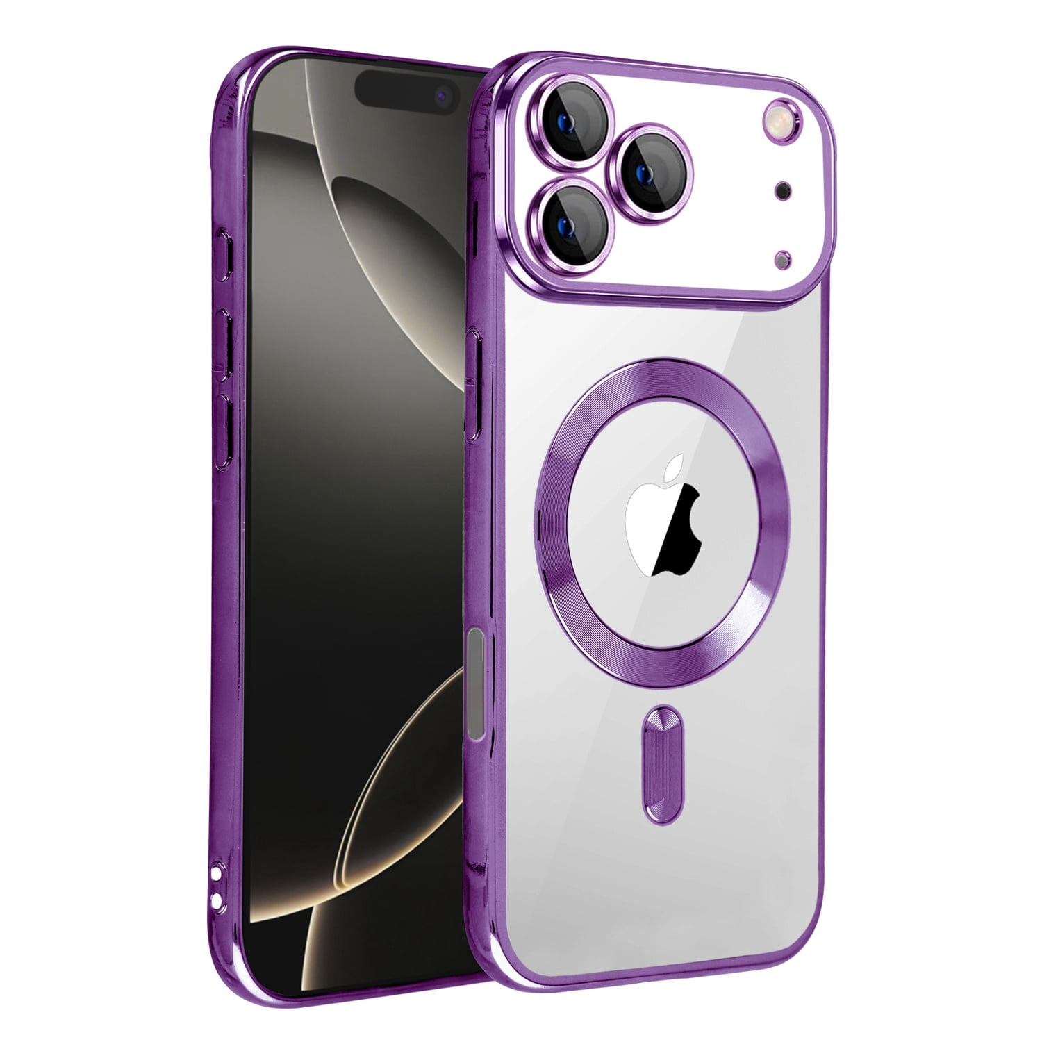 Slim Clear Protective Case with Shiny Finish for iPhone 17 Pro Max - Purple