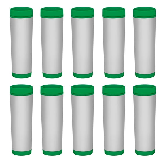 Slim Color Top Stainless Steel Travel Mug 16 oz. Set of 10, Bulk Pack - Perfect for Coffee, Soda, Other Hot & Cold Beverages - Green