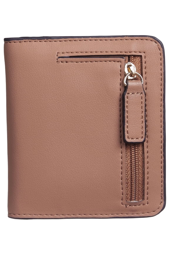 Slim Compact RFID Protection Women's Bifold Wallet-Brown