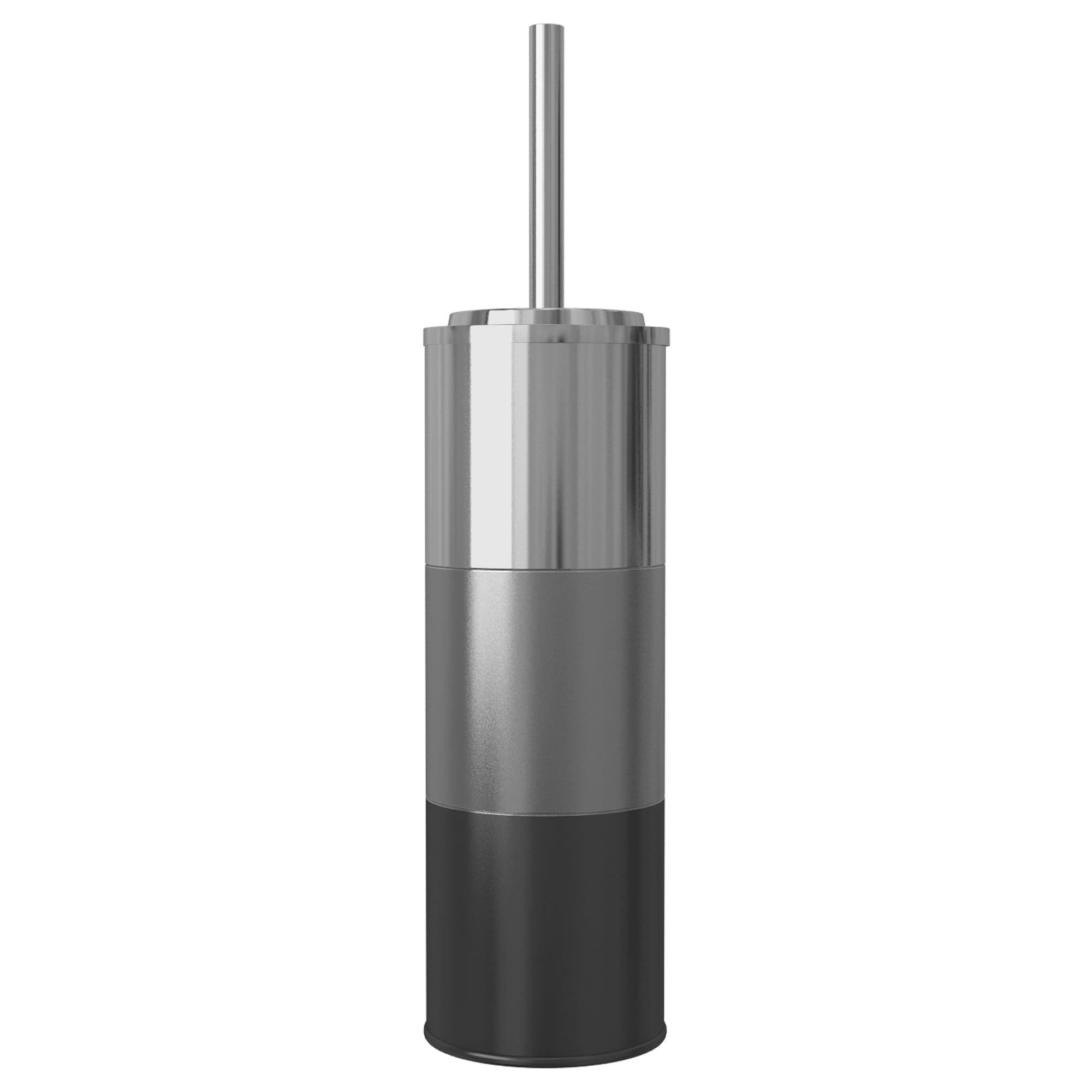 Slim Compact Stainless Steel Toilet Brush Holder For Bathroom Storage - Sturdy, Deep Cleaning, Metal With 3-Tone Platinum Finish