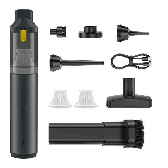 Hakixel Slim Cordless Car Vacuum, 19000PA Suction, 4 in 1 Portable Mini Vacuum, 3 Suction Modes for Car, Office Desk, Keyboards - Gray