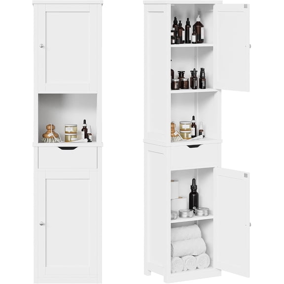 Slim Corner Floor Cabinet with Doors and Drawer