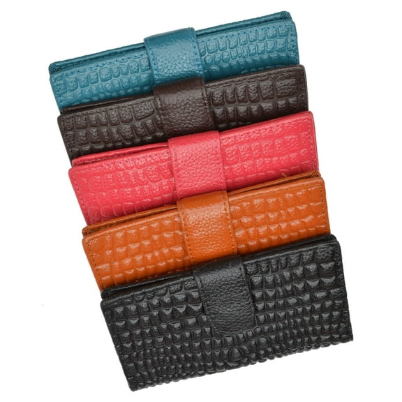 Slim Credit Card Holder New Fashion Croco Embossed Design with Snap Closure 118-268 (C)