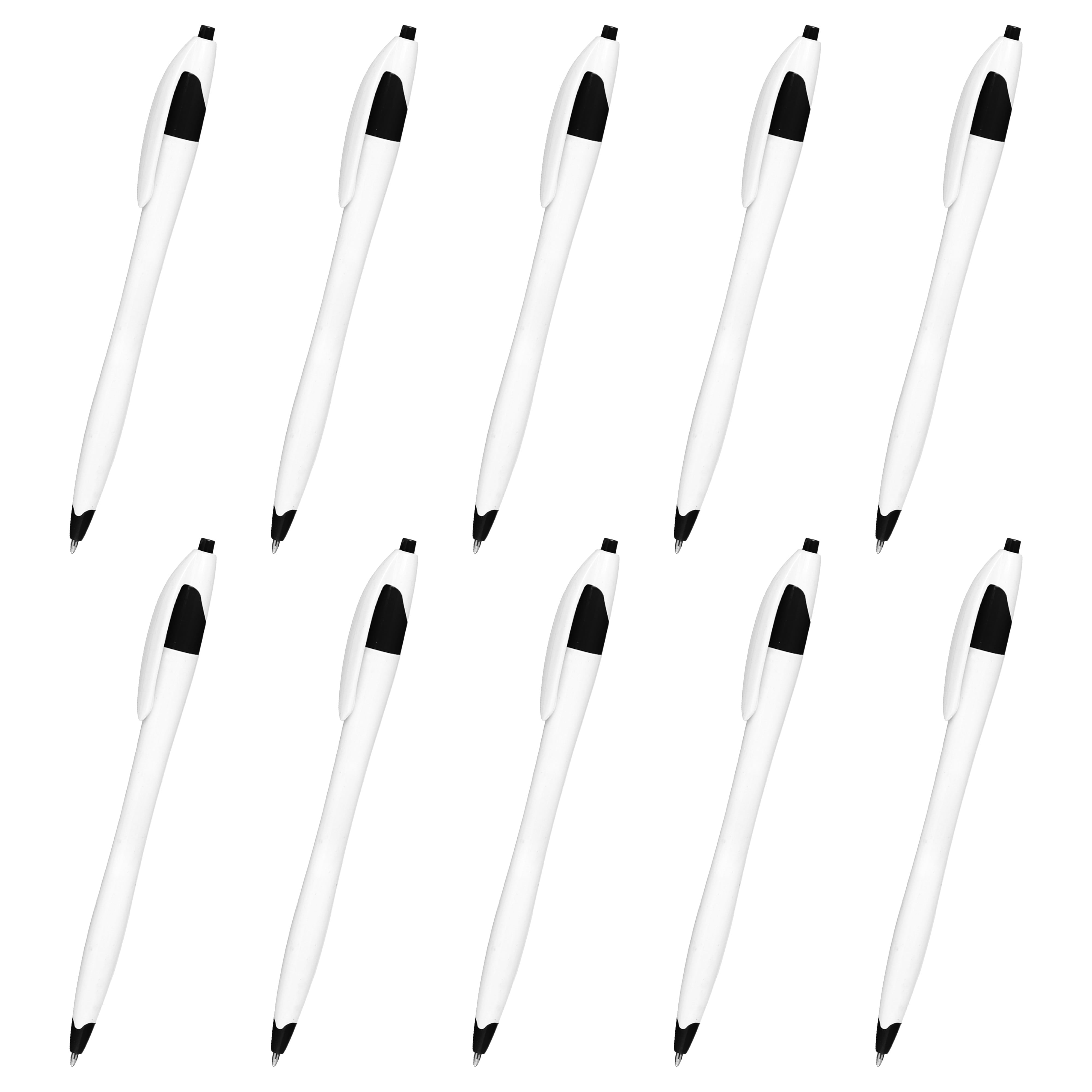 DISCOUNT PROMOS Slim Curvy Ballpoint Pens, Black Ink, Retractable, Bulk ...