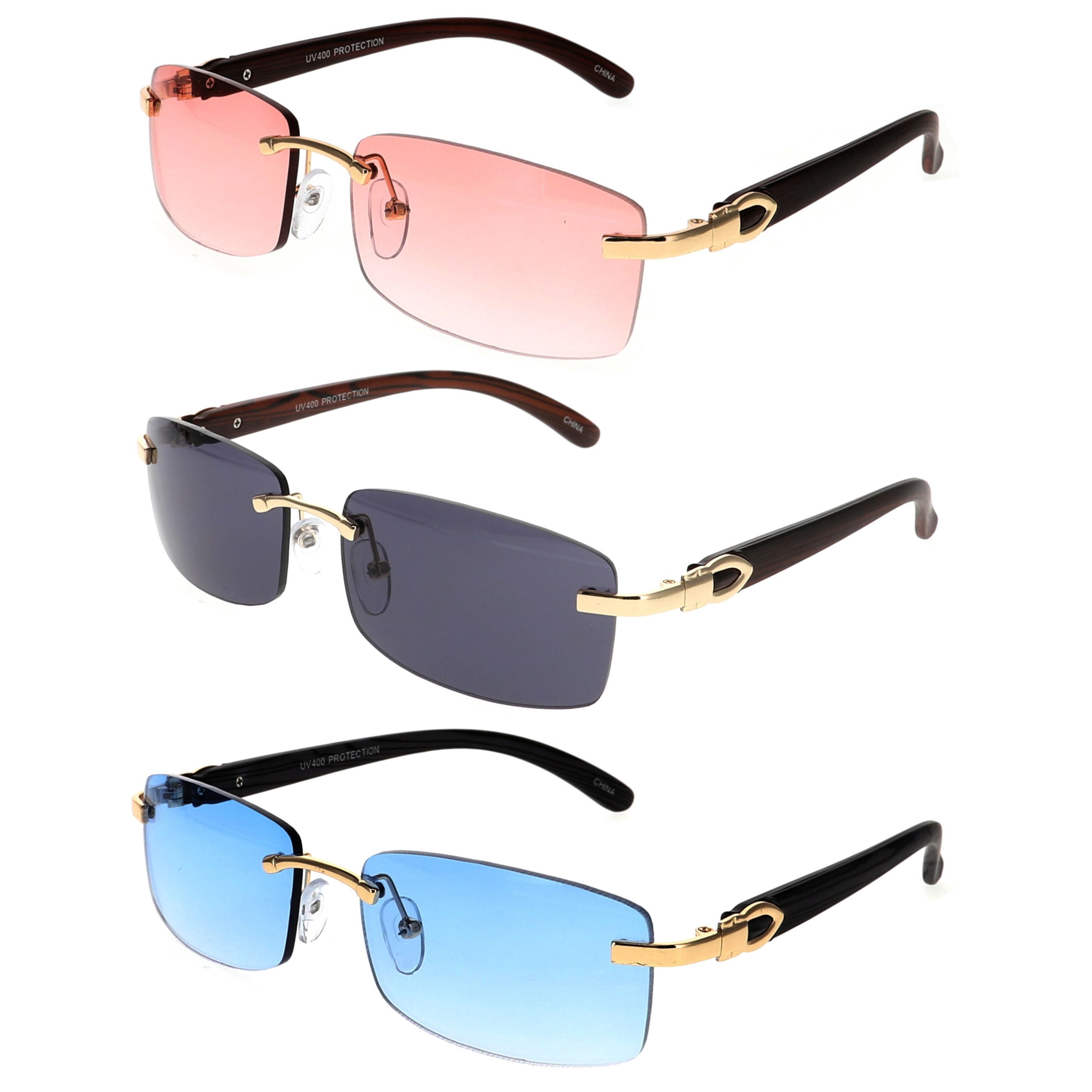 Metal and Plastic Rimless Rectangle Sunglasses with UV400 Protection Rimless-Rectangle-Sunglasses-  main image 2