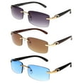 thumbnail image 1 of Slim Dean Rimless Sunglasses Rectangular Metal & Wood Art Glasses, 1 of 15