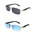 thumbnail image 1 of Slim Dean Rimless Sunglasses Rectangular Metal & Wood Art Glasses, 1 of 16