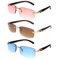 thumbnail image 1 of Slim Dean Rimless Sunglasses Rectangular Metal & Wood Art Glasses, 1 of 16