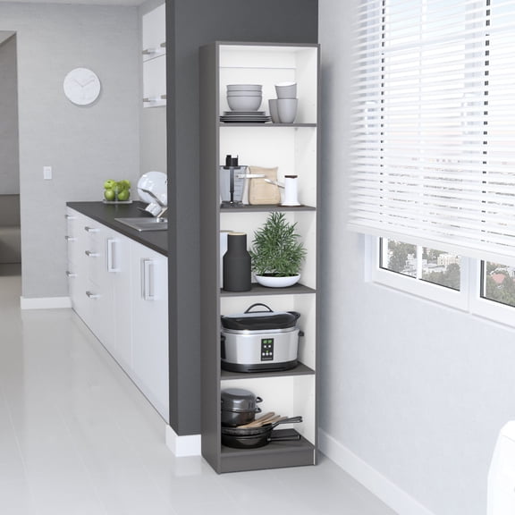 Slim Design 5 - Tier Home Bookcase | Store Keepsakes and Decor in Office | Particle Board Main Material | CARB Phase II Compliant Product