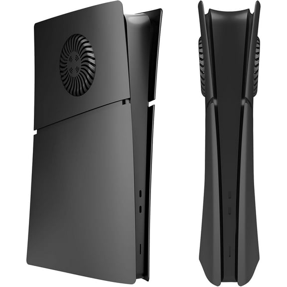Slim Digital Edition Cover Plates with Cooling Vents for PS5 Slim Console, Shell Panels Compatible with PlayStation 5 Slim Accessories Protective Replacement Faceplate (Black)
